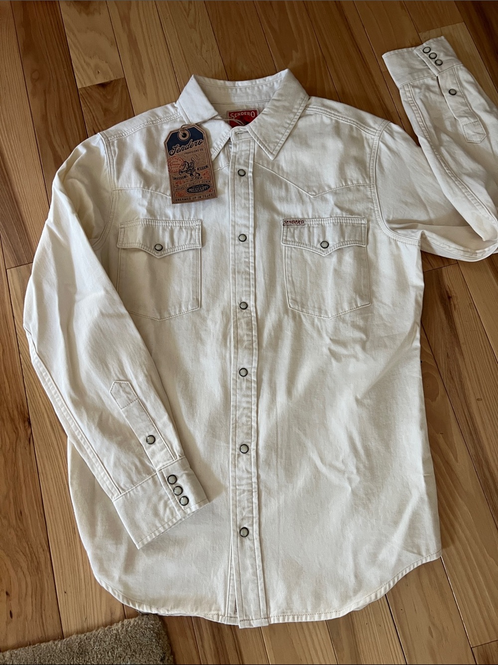 Unbranded Men's Cream Western Button-Down Shirt
